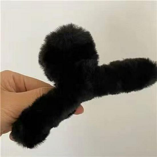 Adorabile Pinza Artiglio Peluche Perla: Accessorio Capelli Autunno & Inverno per la Nuca, Grande Pinza a Squalo da Ragazza