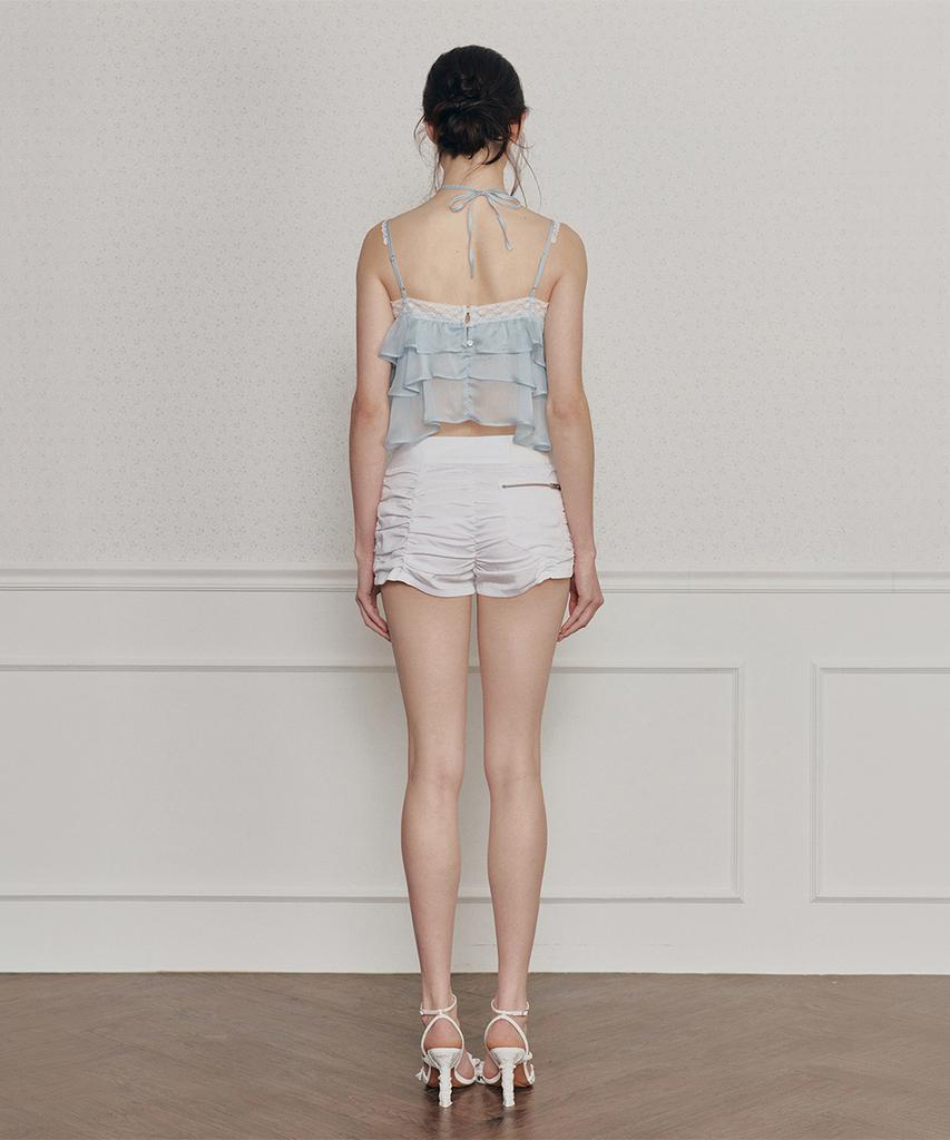 PAINORPLEASURE Viola Belted Shorts Ivory