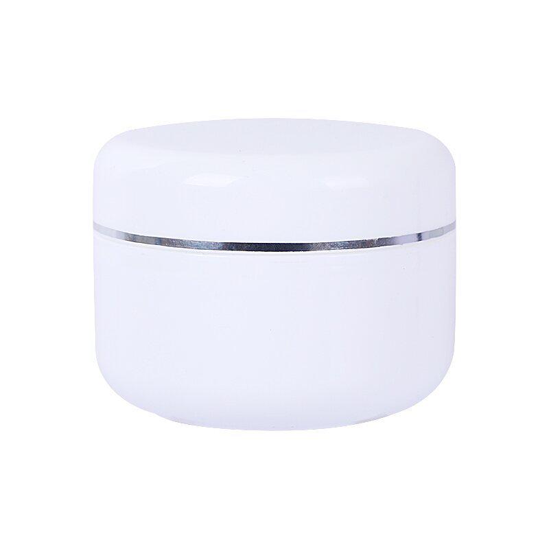Auf Lager 20g Weiße Cremeschachtel mit Silberrand und Dichtung, 250g Kosmetik-Reiseglas