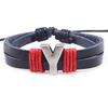 Handmade Woven Leather Bracelet with English Letter Charms