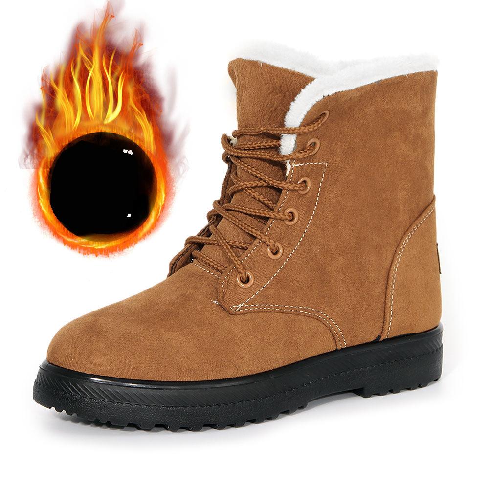 Women's Snow Boots Flat Boots For Women Platform Ladies Shoes Plush Keep Warm Boots Ladies Fur Winter Shoes Women