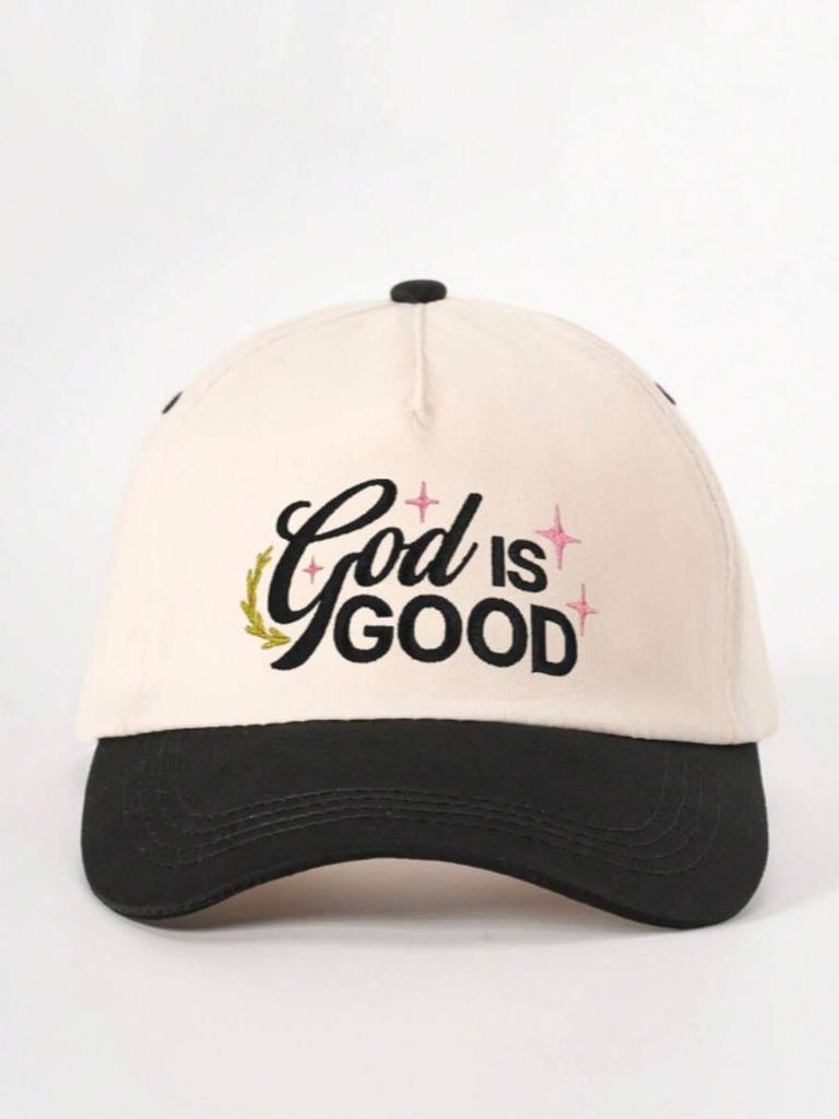 Embroidered God Is Good Colorblock Baseball Cap Adjustable Sun Protection Casual Hat Spring Autumn Travel Festival