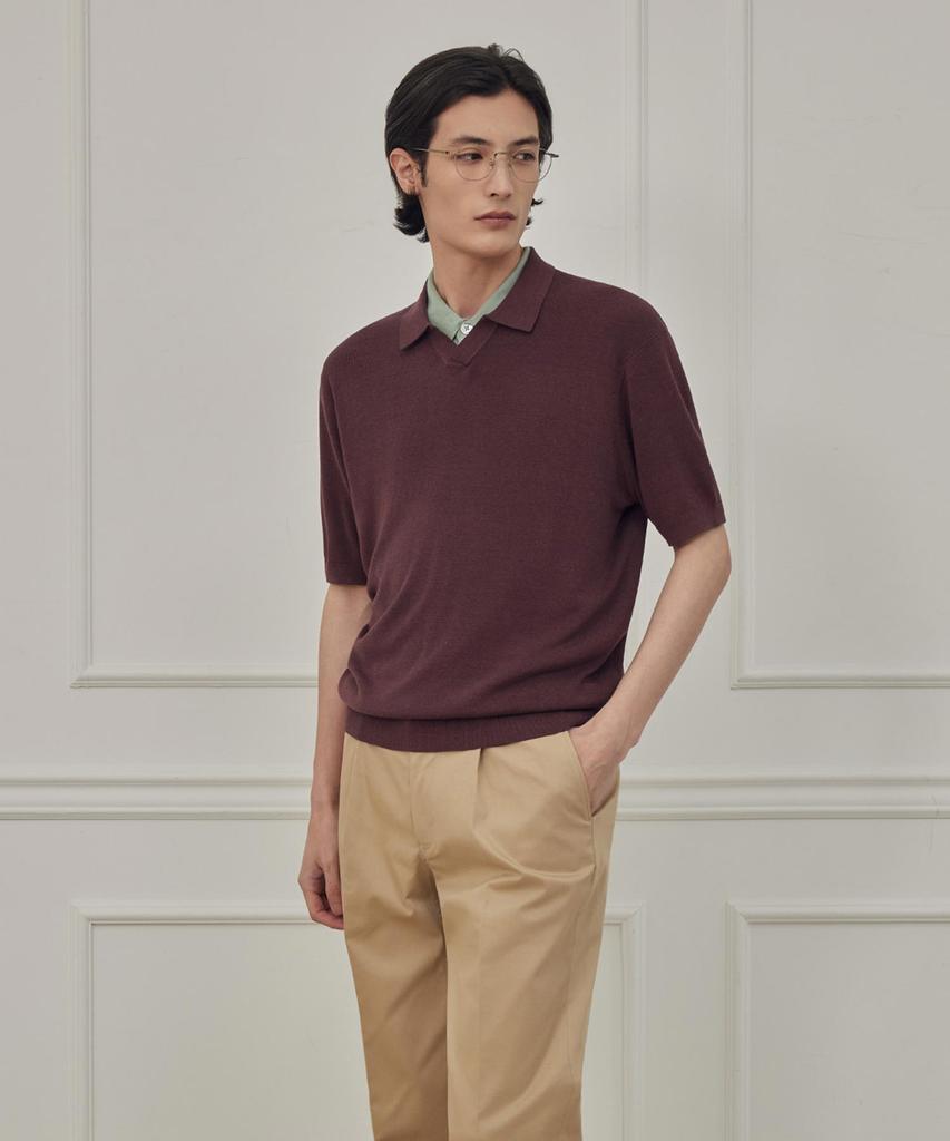 THEKNITCOMPANY Reese'S Silk Polo Shirt - Brown Carafe