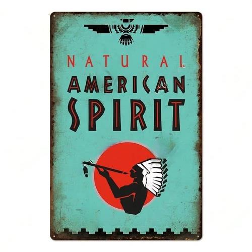 

American Spirit Retro Metal Tin Sign Vintage Smoking Decor Wall Art 20x30cm（7.8x11.8inch）