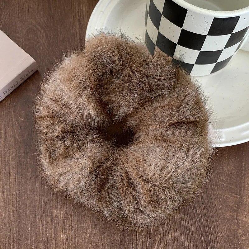 Winter Soft Hair Scrunchies For Women Plush Elastic Hair Band Multicolor Rubber Bands Ponytail Holder Headband Hair Accessories