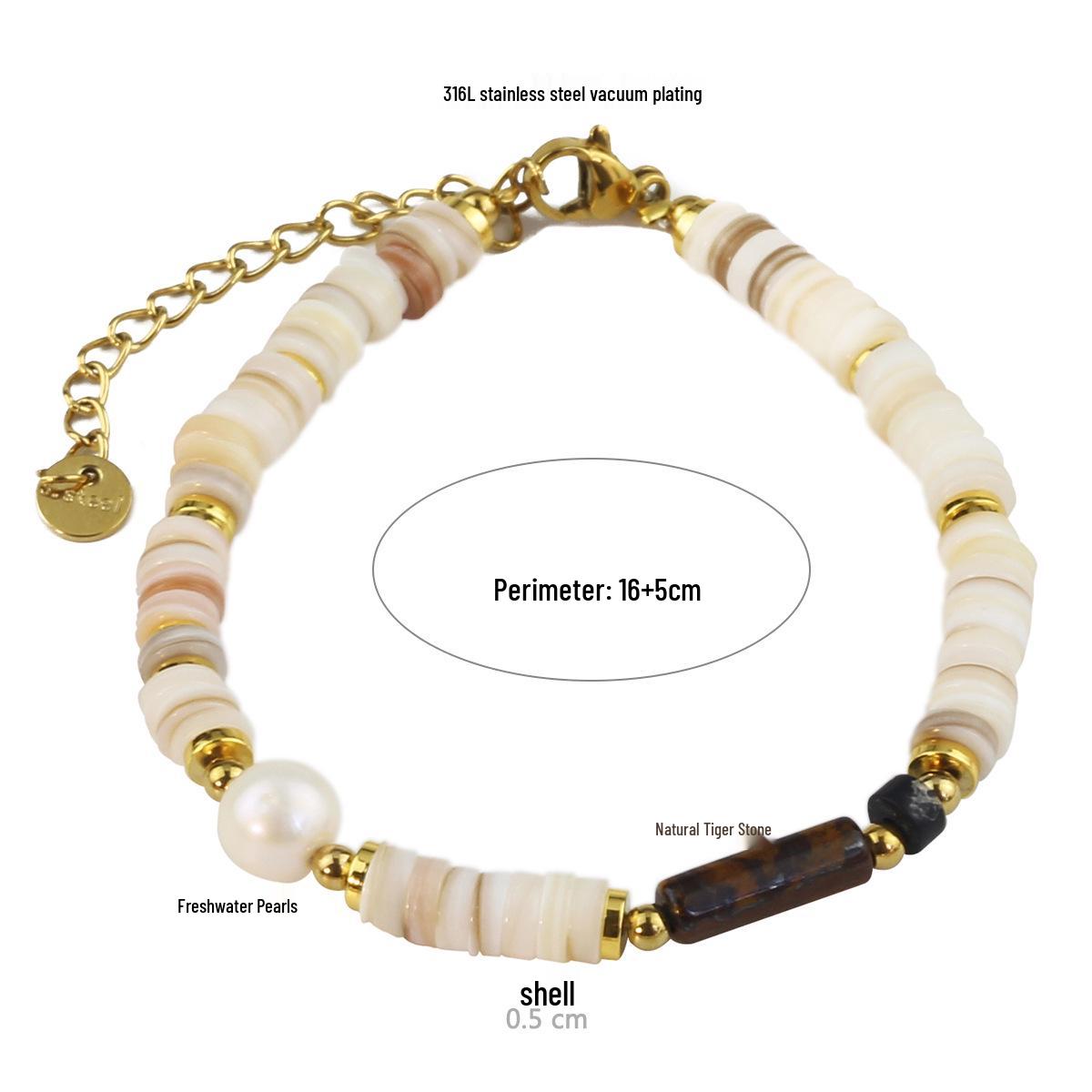 

Новый модный браслет из ракушек и бусин с натуральным камнем тигровый глаз и пресноводным жемчугом - Элегантный и роскошный дизайн