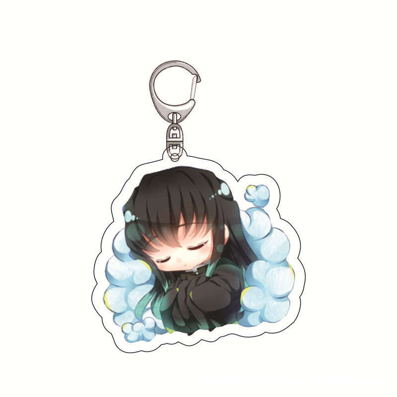 Acrylic Keychain Demon Slayer Anime Tanjiro Nezuko Zenitsu Inosuke Pendant Charm Durable Gift for Fans Collection Cosplay Accessories