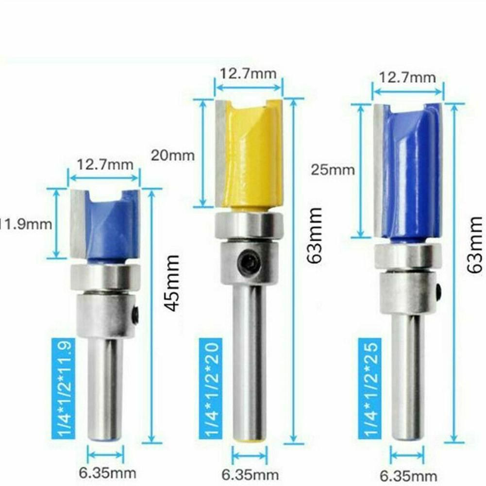 

3 шт. 1/4 хвостовик режущий прямой фреза заподлицо отделка деревообработка фреза 3Pcs