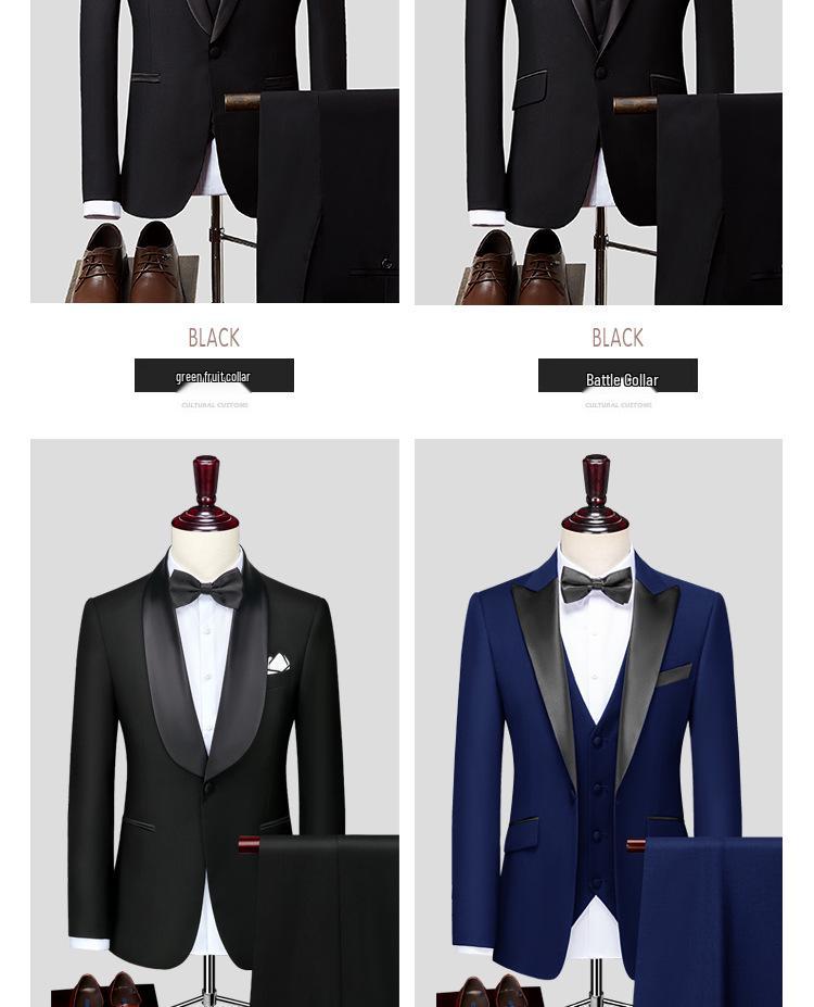 Men's Slim Fit Korean Tuxedo Suit for Wedding, Host, Photography