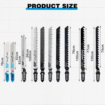 10Pcs Multi-Purpose T-Shaft Jigsaw Blades HCS Assorted Jig Saw Blades High Speed Carbon Steel For Wood Plastic Metal Cutting