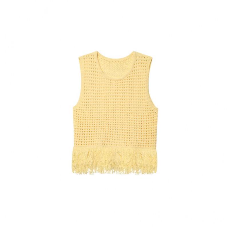 Fresh Sweet Spicy Fringe Plaid Knit Tank Top Street Style Slim Fit 2025