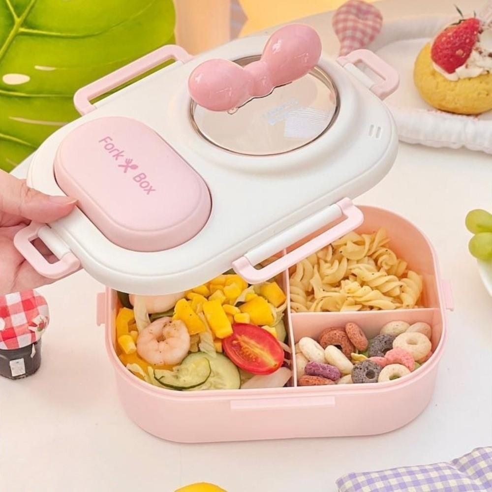 Leak-proof 3 grids Lunch Box Sealed Picnic Box Lunch Box with fork spoon  Outdoor Activities