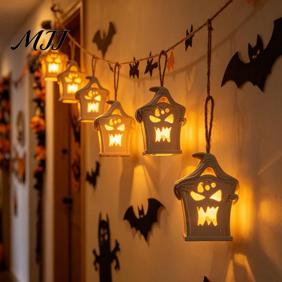 Luminous Party Decorations Halloween Light Up Tombstone Ornaments, Spooky Small Hanging Graveyard Decoration with Atmospheric Scene Props LED