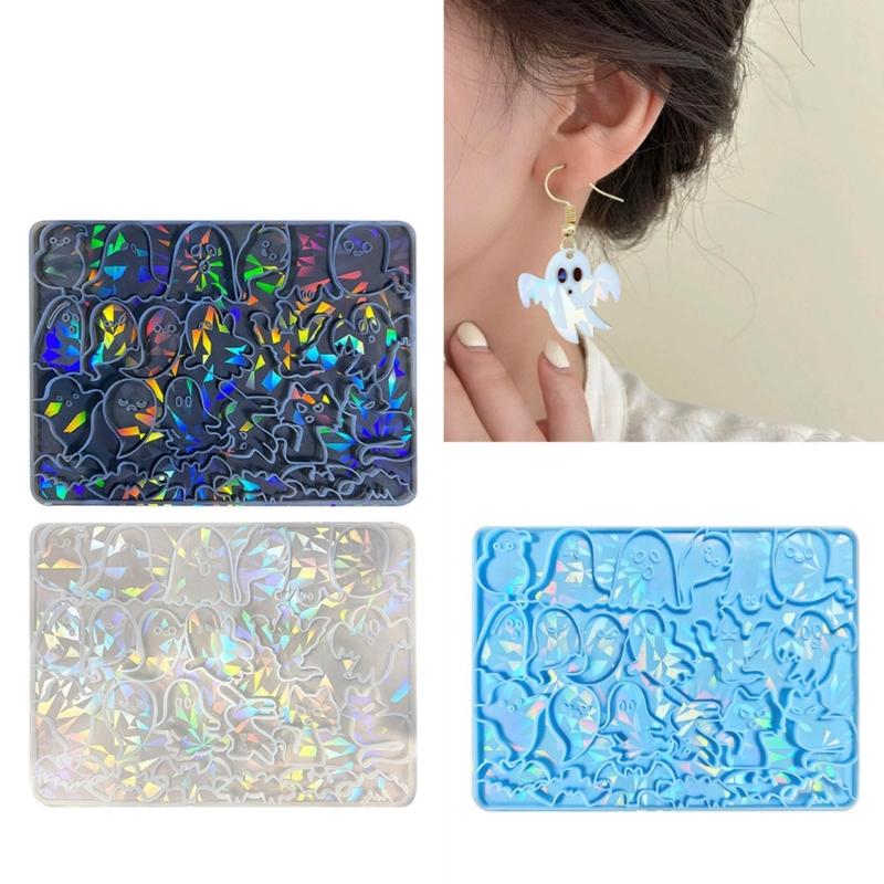 Silicone Specter Bat Cat Holographic Molds Light Shadow Earrings Pendant Mold DIY Ornaments Jewelry Epoxy Crafting Mold