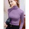 Damen Pullover Top mit halbem Stehkragen, langen Ärmeln, figurbetont, einfarbig, lässiges Layering-T-Shirt