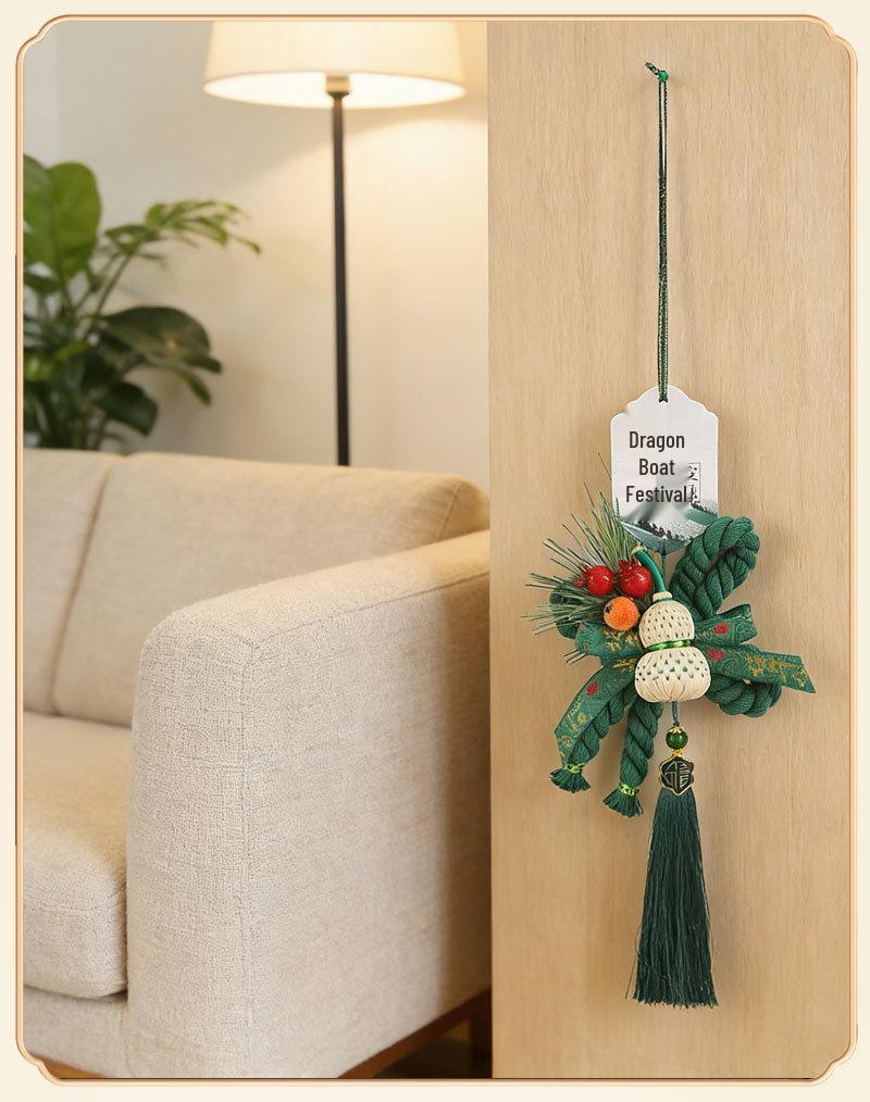 Dragon Boat Festival 2026 Hand-Woven Wanzi Knot Zongzi Pendant with Bell - New Home Decoration Ornament