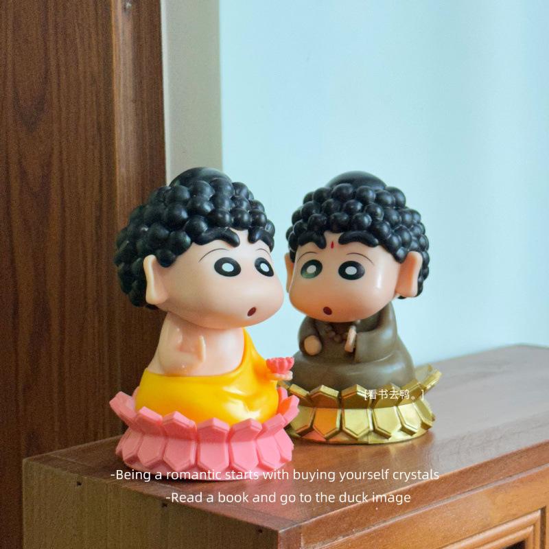 Anime crayon small new peripheral figure model, creative COS Buddha zombie desktop car ornament children's gift