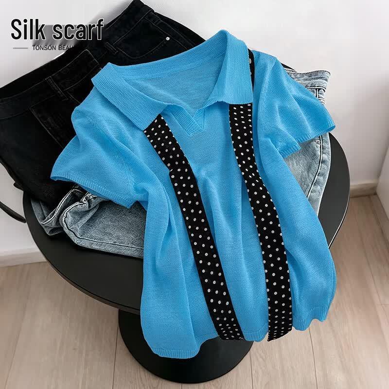 Женская короткорукавная футболка с отложным воротником One Size