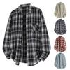 Men's Retro Plaid Single-Breasted Loose Casual Lapel Long Sleeved Jacket
