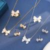 Women's Luxury Bow Zircon Three-Piece Set: Titanium Steel Necklace, Earrings & Ring