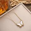 French Retro Butterfly Necklace - White Mother-of-Pearl, Titanium Steel, 18K Gold
