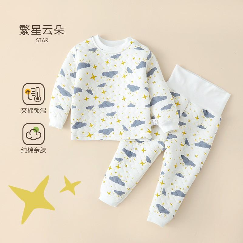 Baby Girls Boys Thermal Underwear Set Thick Fleece Lined Cotton Kids Winter Warm Sleepwear