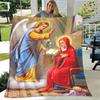 Jesus Jungfrau Maria Prayer Blanket- Lightweight Flannel Throw for Sofa ,Digital Printed Blanket with Soft & Worm Flannel Fabric