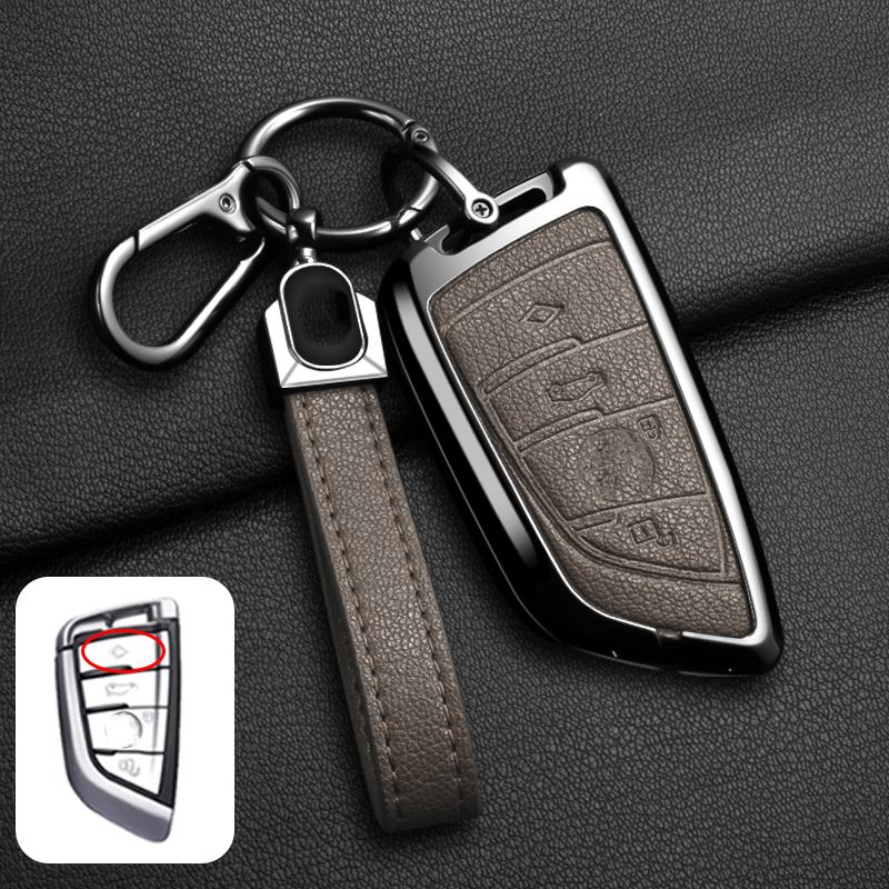 Goat Leather Zinc Alloy Car Key Case For Bmw X1 X3 X4 X5 G05 X6 X7 G20 G30 G11 F48 520 525 118I 218I 320I Key Case Car Key Fob
