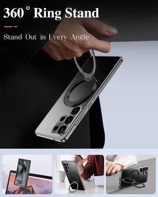 Magsafe Magnetic Phone Case 360°Full Screen Protect Case For Samsung Galaxy S25 Ultra Case Anti-fall Cover 5G Ring Holder Cover