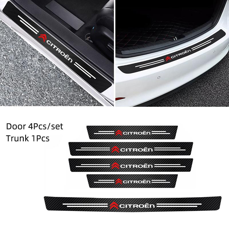 

Leather Car Door Sill Protector Carbon Fiber Threshold Stickers For Citroen e-C3 e-C4 X C5X C3 C4 Cactus Picasso C-Crosser C6 C1