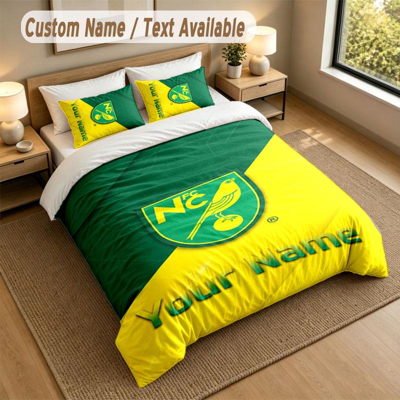 Bedding Set 1 Duvet Cover 2 Pillowcases Norwich City Print Soft Bed Linen Bedroom Decor