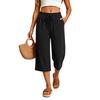 Pantaloni da donna a gamba larga pantaloni cropped da donna con elastico in vita coulisse casual vestibilità ampia Pantaloni da donna pantaloni per donne