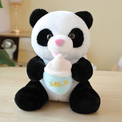 Niedliches Baby-Panda-Plüschtier Weiches simuliertes Panda-Stofftier mit Babyflasche 20/25/30cm