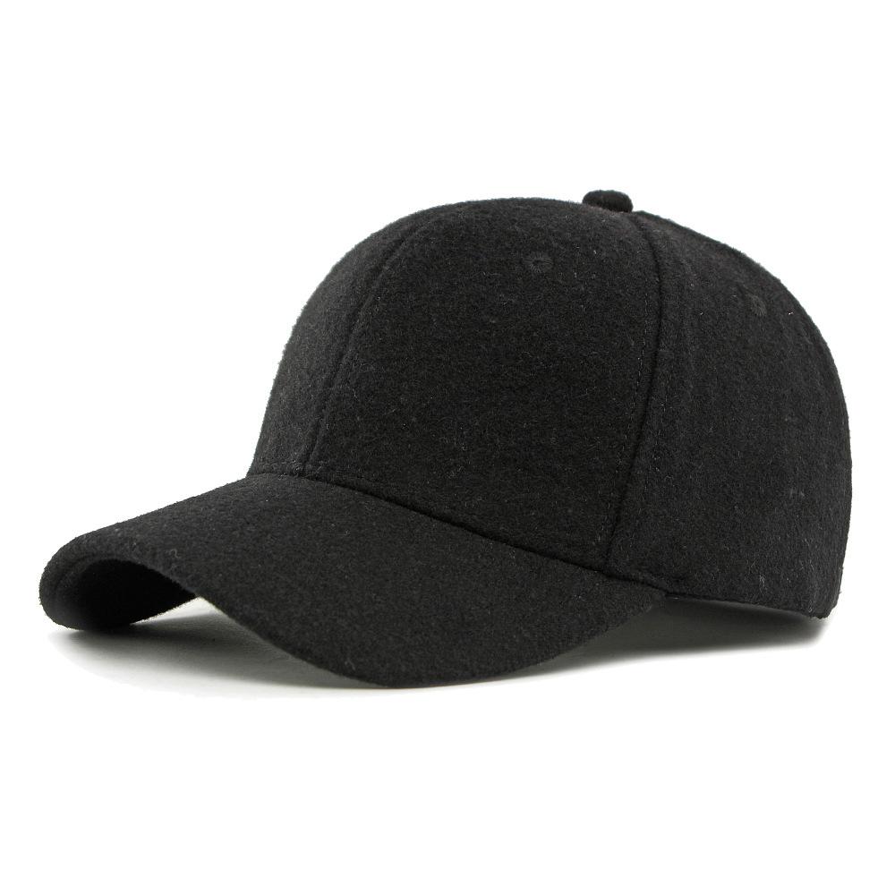 Autumn Winter Wool Cap Men Solid Color Baseball Cap Full Seal Warm Hat
