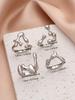 4PCS Hip Hop Fashion Geometric Water Drop Shape Women's Ring Set Music Festival Ball Zircon