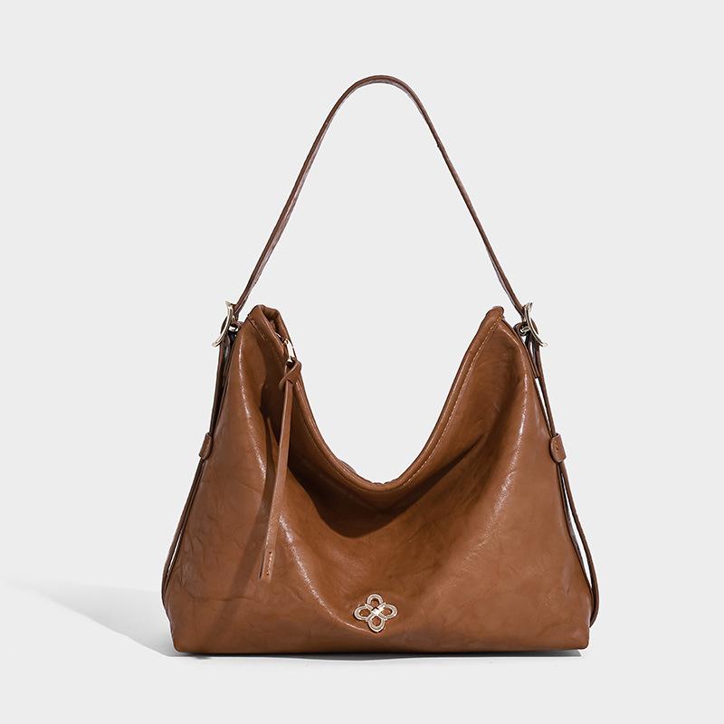 

2025 New Fashion All-Match Handbag Niche Soft Leather Tote High-Grade Large Capacity Shoulder Underarm Bag коричневый