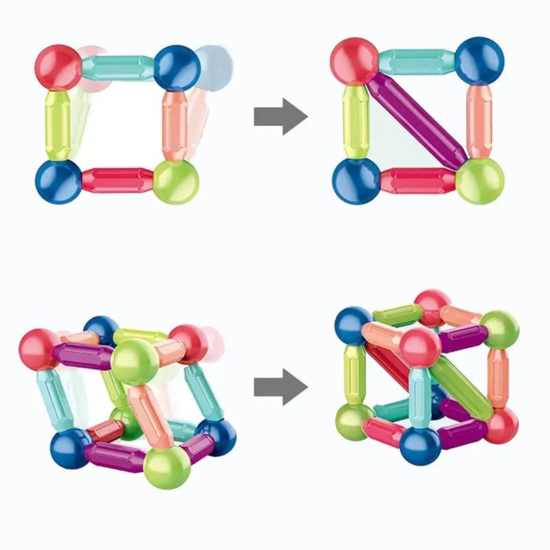 8Pcs-164Pcs Kids Color Magnetic Strip Construction Set Magnetic Balls Stick Building Blocks Educational Toy For Children Gifts