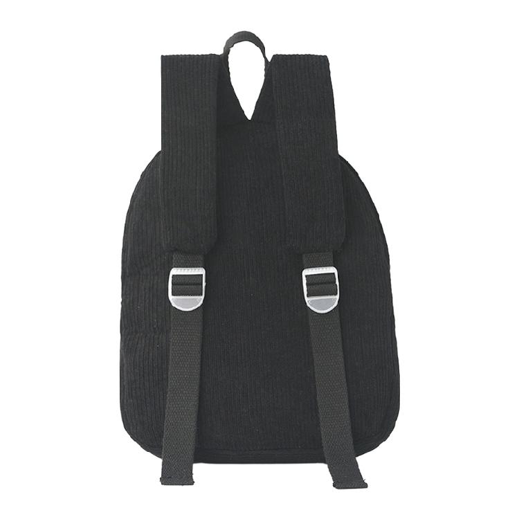 Corduroy Backpack With Bear Detail Generous Storage Space School Bag Casual Daypack for Student and Teens