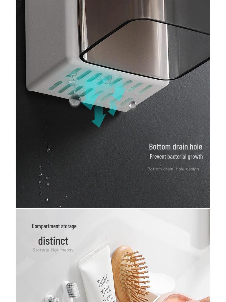 Magnetic Wall-Mounted Toothbrush and Mouthwash Cup Holder Set