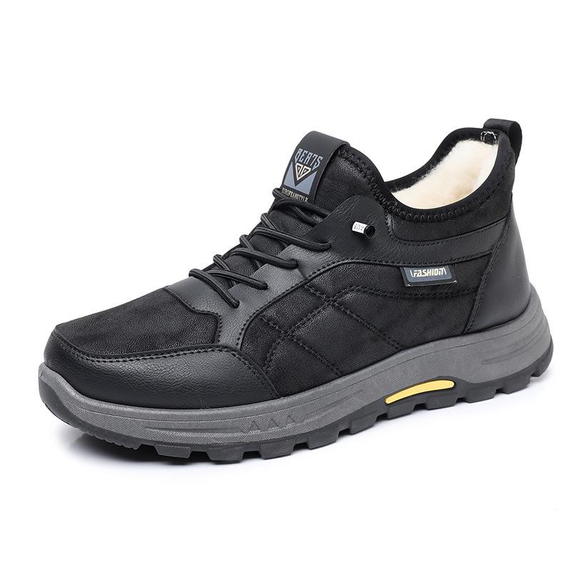 

Mens Large Size Soft Sole Winter Warm Fur One Snow Boots Padded Wool Lined Ankle Boots Anti-slip Hiking Sports Cotton Boots 39 чёрный