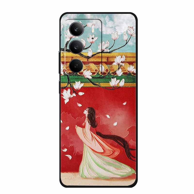 3D Emboss Case For Realme C75 4G 5G C75x V70 V70s 14x Realme C71 4G Case C 75 71 Coque Flower Black Silicone Soft Back Cover Bag