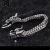 Chinese Dragon Head Charm Bracelets for Men Gold Color 316 Stainless Steel Jewelry High Polished  Curb Chain Bracelet
