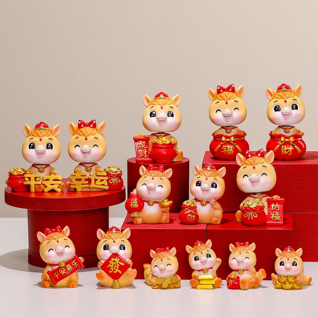 Year of the Horse Mascot Baby Horse Zodiac New Year Ornament Desktop Decoration Small Horse Cartoon Doll
