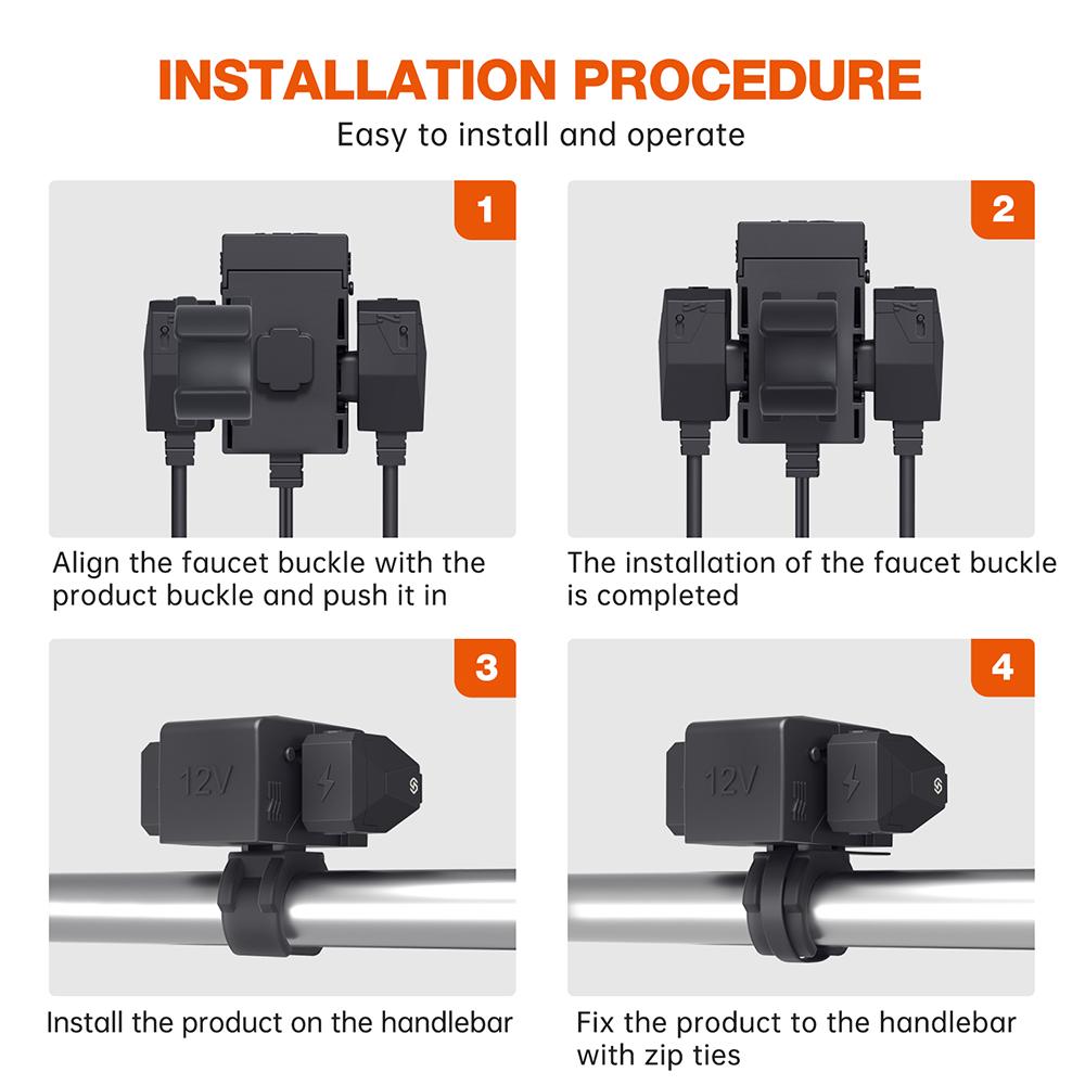 Intelligent Motorcycle Battery Charger Phone Charging Multifunctional Connector Smart 12V 24V PD QC3.0 USB Type C Port Socket