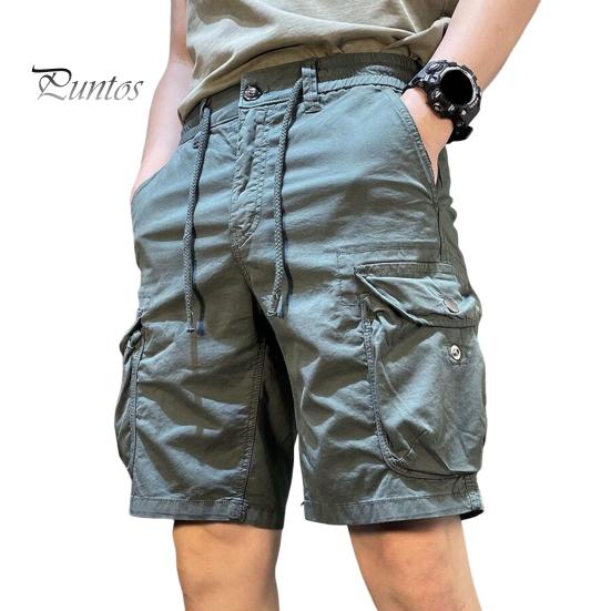 

Мужские шорты-карго с эластичной резинкой на талии и регулируемым шнурком, повседневные шорты с усиленными карманами, однотонные пляжные шорты с прямыми штанинами XL зелёный