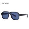 SO&EI Vintage Rivets Women Square Sunglasses Shades UV400 Men Punk Blue Sun Glasses