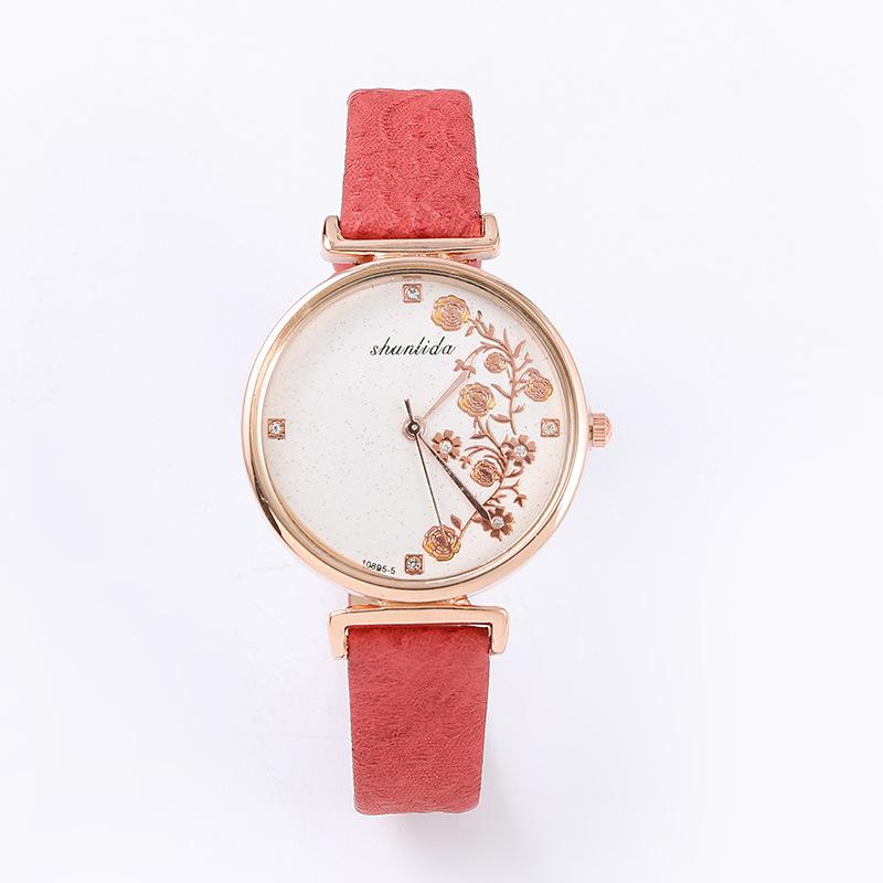 

Fashion Trend Women S Pattern Belt Quartz Watch, Wind Niche Student Watch Watch красный