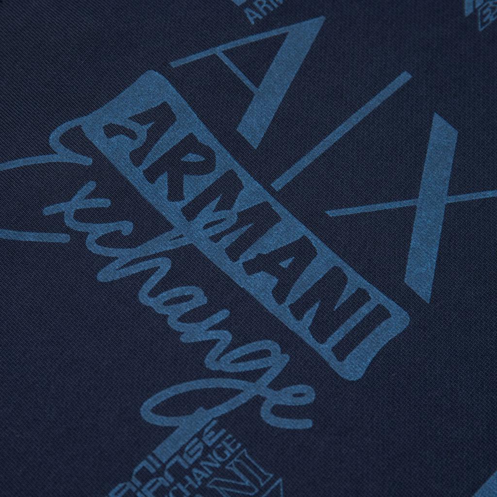 Armani Exchange SS24 Logo Letter Print Crew Neck Casual Long Sleeve Sweatshirt Men sweatshirt Navy-Blue 3DZMHK-ZJXRZ-65BH