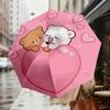 1pc Bear Heart Automatic Folding Umbrella 8 Rib Iron Frame, Compact Portable Umbrella Suitable for Travel, Daily Use, Birthday, Women & Men Gift 058
