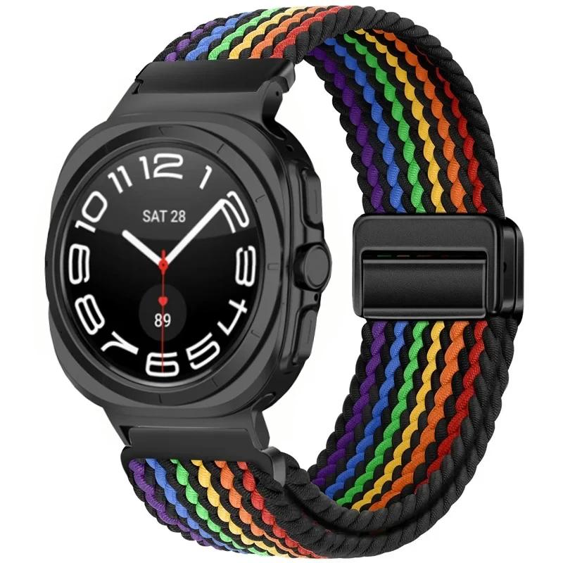 Gevlochten Nylon Lusband Voor Samsung Galaxy Watch Ultra 47mm Magnetische Armband Polsband voor Galaxy Watch 8 Ultra 2026 47mm Band